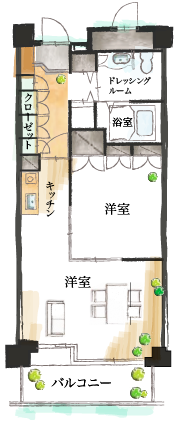 間取り1room